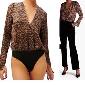 Good American Fitted Animal Print Bodysuit NWT